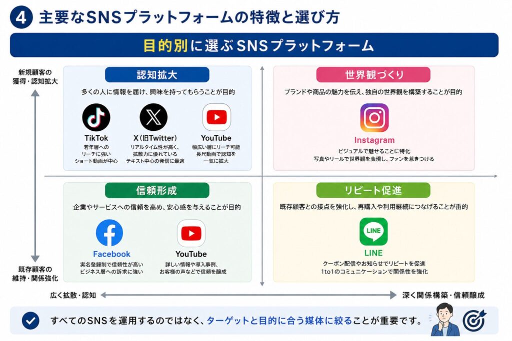 主要なSNSプラットフォームの特徴と選び方